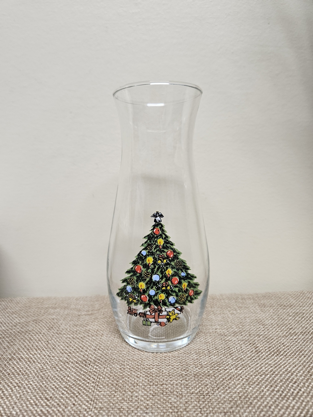 80s Pasabahce Christmas Tree Clear Glass Vase